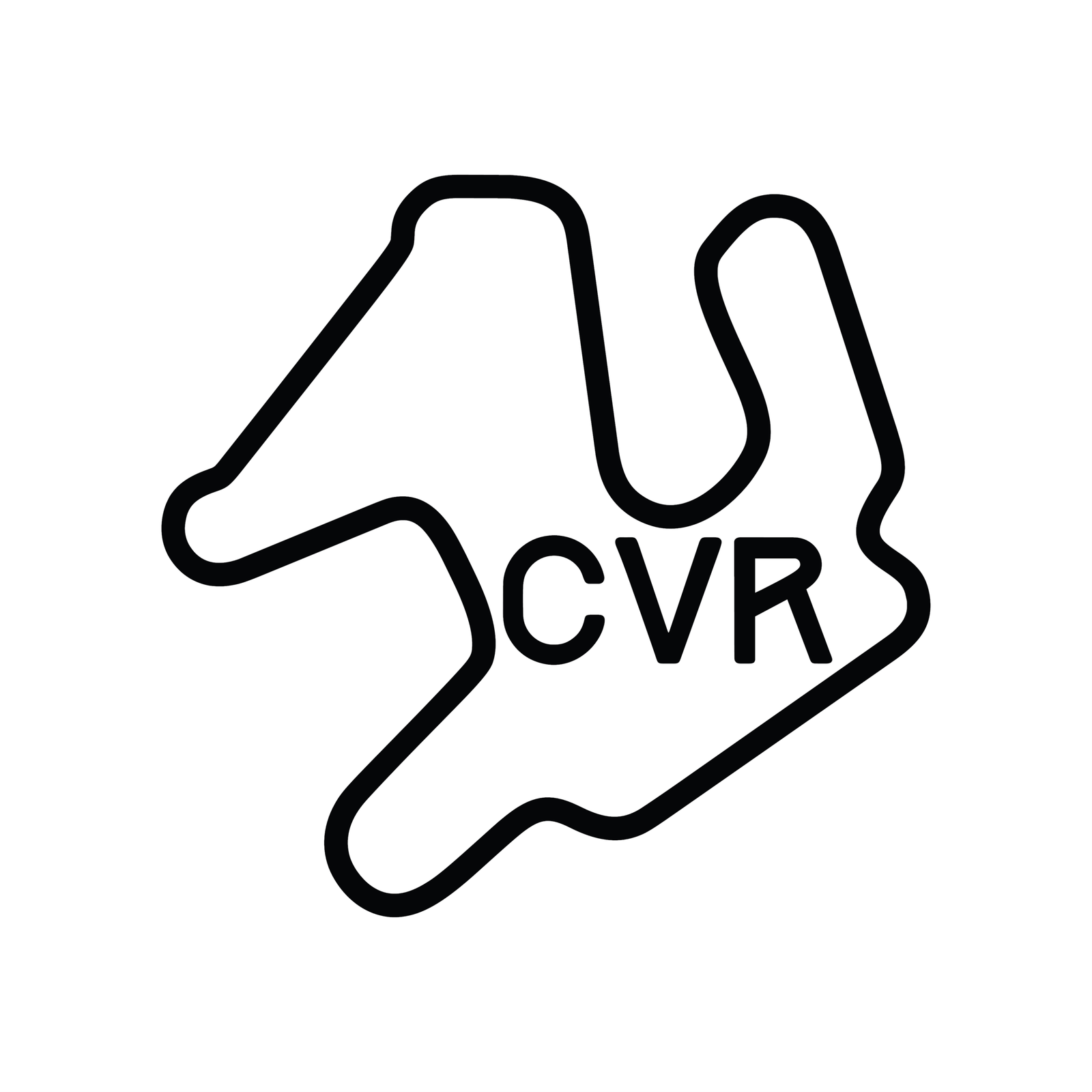 CVR race track outline vinyl decal in single-color design