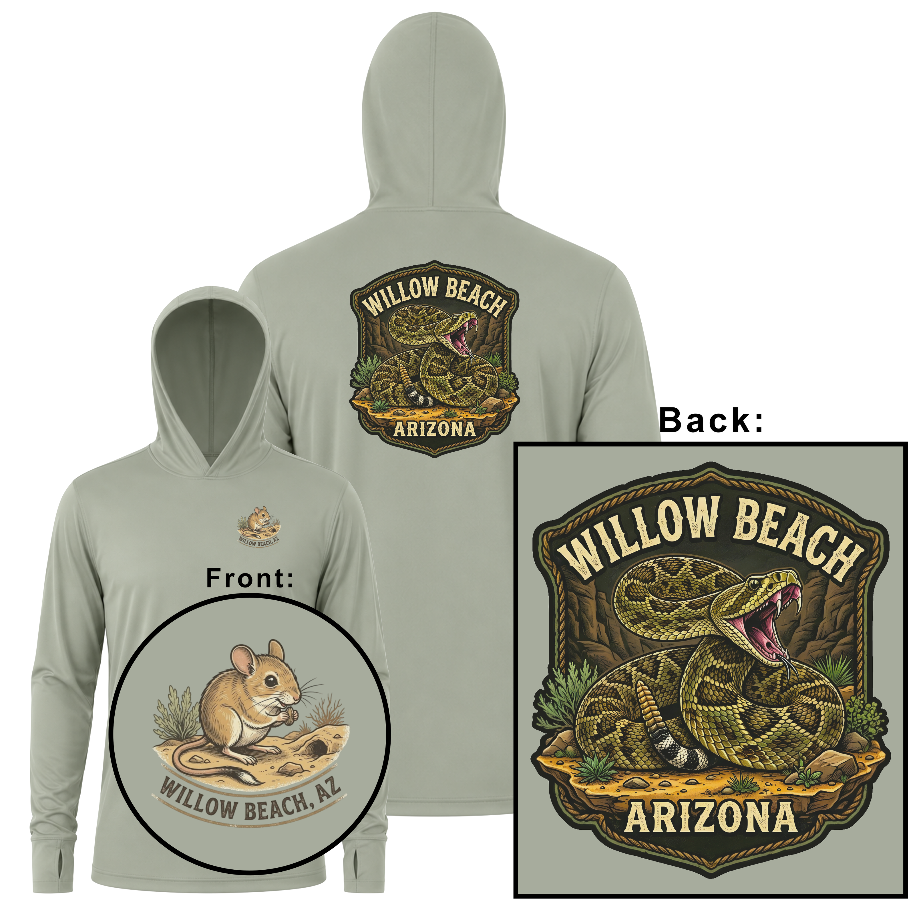 Willow Beach Rattlesnake UPF50+ Hooded Long Sleeve - Image 5